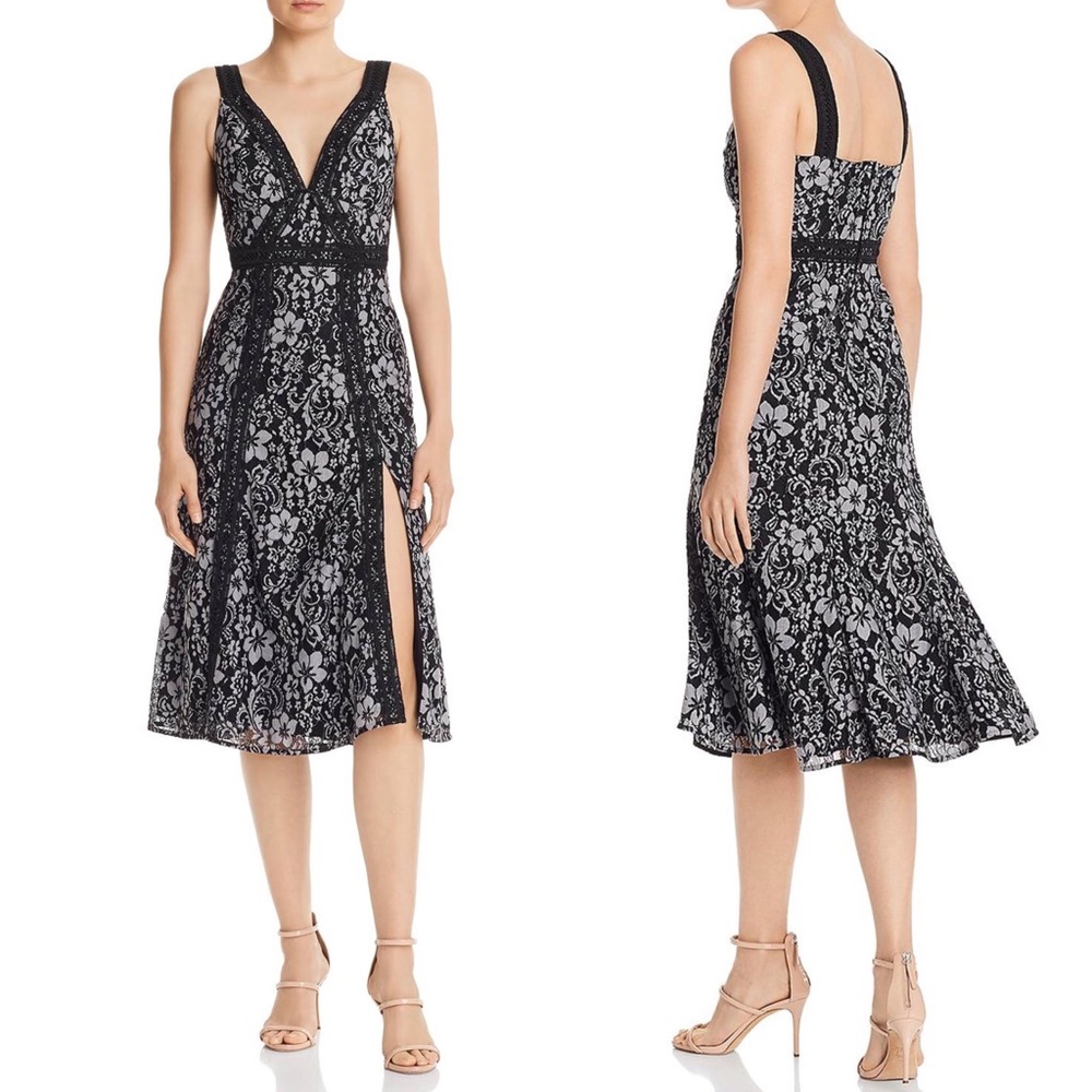 Keepsake Womens Lace Overlay Sleeveless Midi Dress